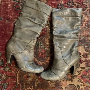 Miz Mooz Nordstrom Gray Leather Calf Heel Boots 7